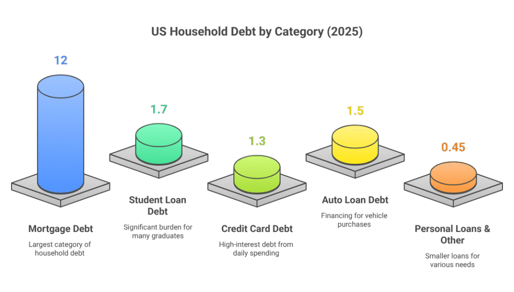 US Household Debt by Category (2025)