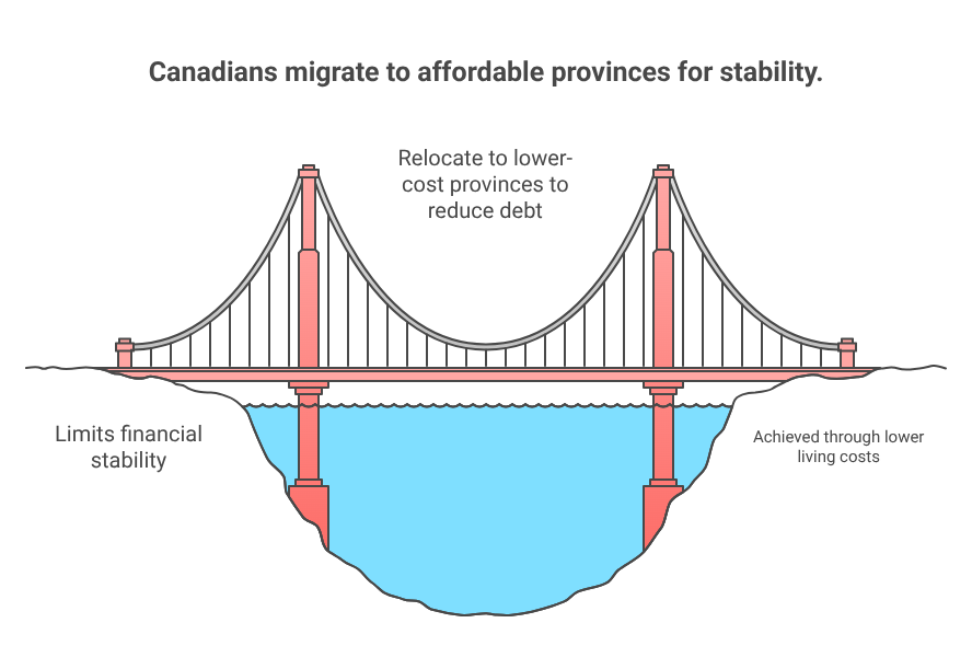 Canadians migrate to affordable provinces for stability.