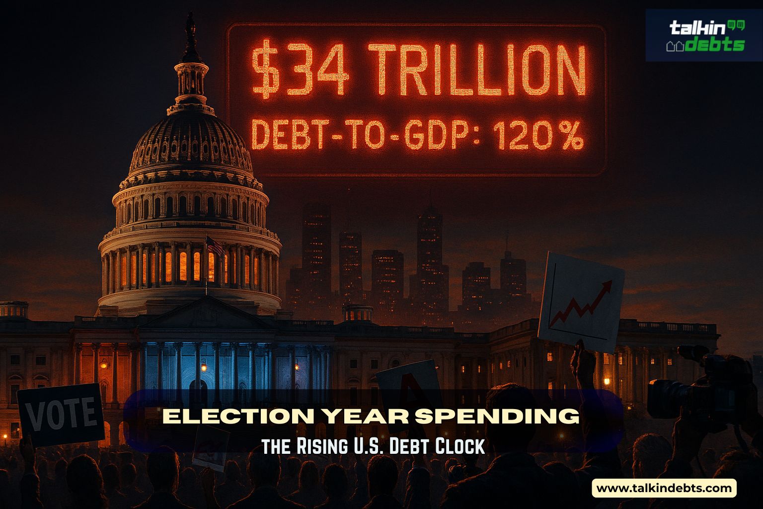 Banner image- Election Year Spending and the Rising U.S. Debt Clock
