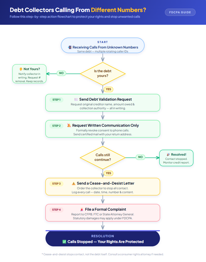 Step-by-step action flowchart to protect rights & stop unwanted calls